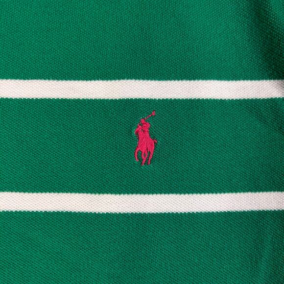 Polo Ralph Lauren Striped‎ Polo Mens 3XB Green White 100% Cotton Polo *Flaw - Picture 4 of 8